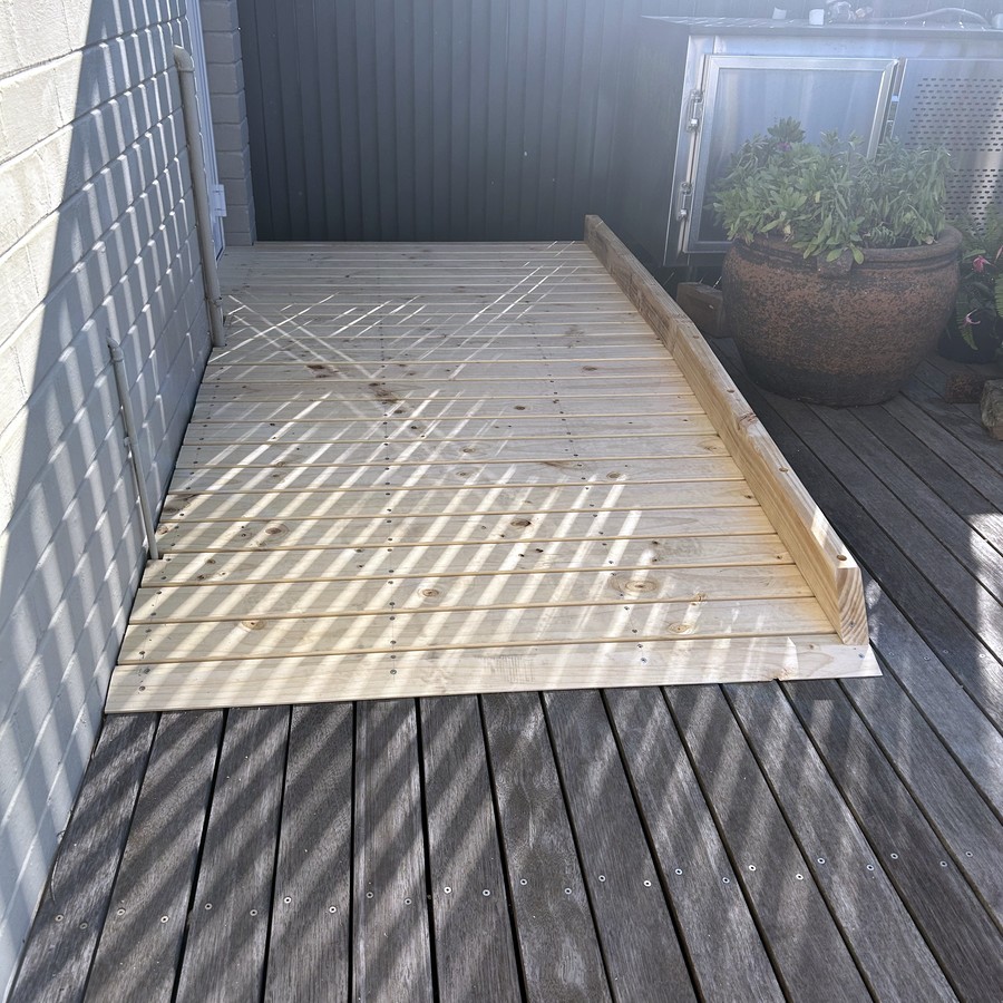 Timber deck with built-in steps
