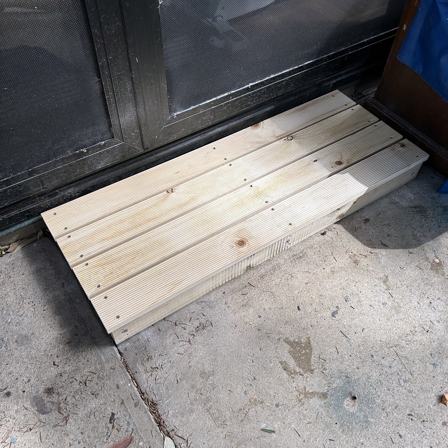 Timber threshold ramp at a doorway